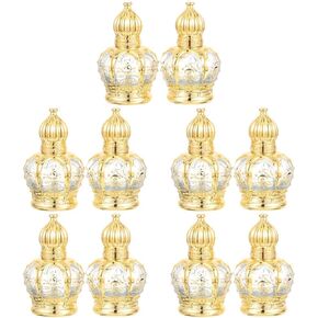 Housoutil 10 pcs Refillable Sample On Container,Vintage Perfume Bottles Middle Eastern Style Glass Roll on Bottles for Essential oils，10ml