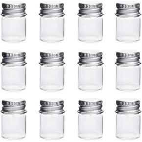 12Pcs 5ml Mini Clear Glass Bottles Vials with Aluminum Screw Caps Cute Empty Sample Jars Small Vial Bottles For Message Bottle Sample Wedding Favors Wedding decorations Jewelry Accessories