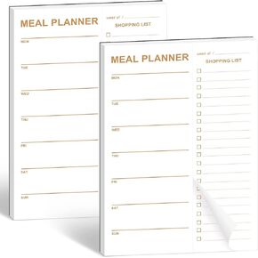 Weekly Meal Planner Magnetic, 2 Pack Undated Tear-off Sheets Meal Planning Notepad, Magnetic Meal Planner for Refrigerator, Meal Planner and Grocery List