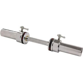 Sunny Health & Fitness Olympic Single Barbell Bar, 20" Heavy Duty Dumbell Handle with Locking Ring Collars, Loadable Sleeve, Brass Brushing, Fit 2 Inch Standard Weight Plate, Chrome, OB-20