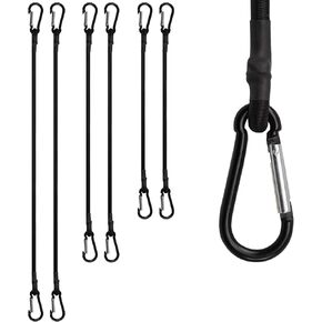 Bungee Cords with Carabiner Hooks, 6 Pack Heavy Duty Long Carabiner Rubber Bungee Cord Assorted Size 24" 40" 60", for Camping, Tarps, Bike Rack, Car, Included A Drawstring Bag