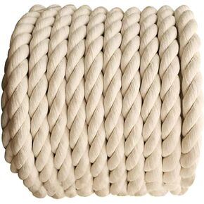 1OO% Natural Cotton Rope (3/4 Inch x 50 Feet) Strong Soft Twisted Rope for DIY Crafts Gardening Hammock Home Decorating,Wedding Rop