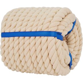 1OO% Natural Cotton Rope (3/4 Inch x 50 Feet) Strong Soft Twisted Rope for DIY Crafts Gardening Hammock Home Decorating,Wedding Rop