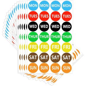 Remarkable 7 Days of The Week Labels Color Coding Dot Round Self Adhesive Stickers,1inch Round Dot Stickers-Mon,Tue,Wed,Thurs,Fri,Sat Sun-Food Rotation Labels(500 Pcs)