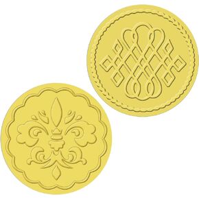 Zonon 100 Pieces Gold Embossed Wax Seals Foil Envelope Sticker Round Embossed Foil Seals Aluminum Foil Sticker Flower Pattern Certificate for Invitations Greeting Cards Party Wedding, 2 Styles