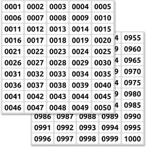 (3 Sets) 1-1000 Consecutive Number Inventory Labels Stickers Sheets, 1.5" x 0.75"