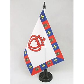 AZ FLAG Vendée Coat of arms Table Flag 5'' x 8'' - Catholic Desk Flag 21 x 14 cm - Black Plastic Stick and Base