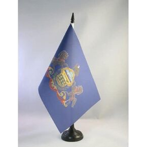 AZ FLAG Pennsylvania Table Flag 5'' x 8'' - US State of Pennsylvanie Desk Flag 21 x 14 cm - Black Plastic Stick and Base