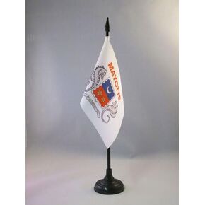 AZ FLAG Mayotte Table Flag 4'' x 6'' - French Region of Mayotte Desk Flag 15 x 10 cm - Black Plastic Stick and Base