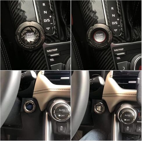 Car Push Start Button Cover Spin Engine Start Stop Button Cover Ignition Protective Cover Anti-Scratch Universal Button Decoration Protector Ring (C) in Saudi Arabia