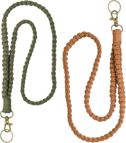 2 قطعة مكرامية بوهو الرقبة حامل سلسلة المفاتيح مع خطاف معدني لشارات الهوية اليدوية معقود طويل ناعم منسوج حزام المعصم للنساء تقدير المعلم هدية محفظة كروز in Kuwait