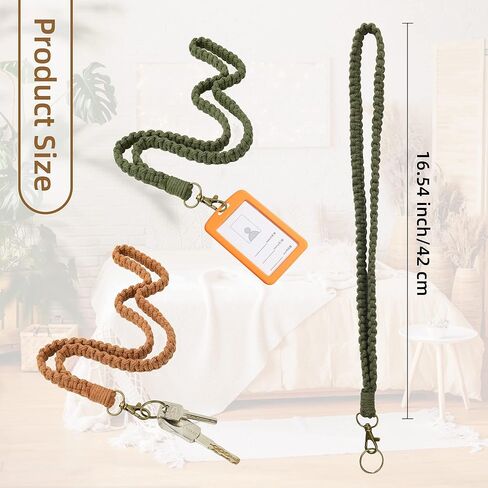 2 قطعة مكرامية بوهو الرقبة حامل سلسلة المفاتيح مع خطاف معدني لشارات الهوية اليدوية معقود طويل ناعم منسوج حزام المعصم للنساء تقدير المعلم هدية محفظة كروز in Kuwait