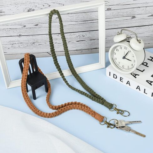 2 قطعة مكرامية بوهو الرقبة حامل سلسلة المفاتيح مع خطاف معدني لشارات الهوية اليدوية معقود طويل ناعم منسوج حزام المعصم للنساء تقدير المعلم هدية محفظة كروز in Kuwait