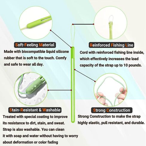 حبل معصم 10 قطع حزام هاتف من السيليكون معصم صغير قصير من مطاط السيليكون السائل للهاتف المحمول ومظلة زجاجة مياه وكاميرا USB وشارة مفاتيح محرك الإبهام (سلسلة قوس قزح) in Kuwait