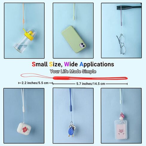 حبل معصم 10 قطع حزام هاتف من السيليكون معصم صغير قصير من مطاط السيليكون السائل للهاتف المحمول ومظلة زجاجة مياه وكاميرا USB وشارة مفاتيح محرك الإبهام (سلسلة قوس قزح) in Kuwait