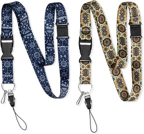 2-Pack Classic Cruise Lanyards with Safety Breakaway Detachable Buckle-Soft Neck Straps for ID Badges and Keys - Versatile Travel Accessories for Men and Women in Saudi Arabia
