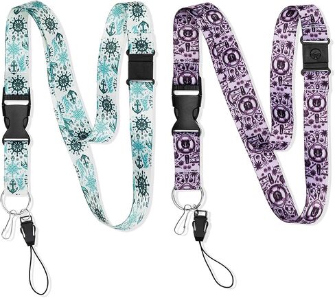 2-Pack Classic Cruise Lanyards with Safety Breakaway Detachable Buckle-Soft Neck Straps for ID Badges and Keys - Versatile Travel Accessories for Men and Women in Saudi Arabia