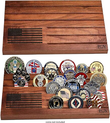 عرض العملات المعدنية لتحدي سطح المكتب من أعلام الشجاعة، يحمل 30 عملة معدنية عسكرية، 12 بوصة × 7.5 بوصة، حامل عملات مكون من 6 صفوف مصنوع في الولايات المتحدة الأمريكية بواسطة قدامى المحاربين، حامل عملات معدنية عسكرية بعلم الولايات المتحدة، هدية وطنية in Kuwait