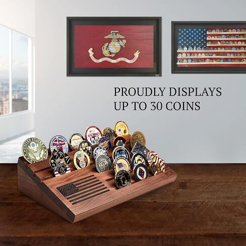 عرض العملات المعدنية لتحدي سطح المكتب من أعلام الشجاعة، يحمل 30 عملة معدنية عسكرية، 12 بوصة × 7.5 بوصة، حامل عملات مكون من 6 صفوف مصنوع في الولايات المتحدة الأمريكية بواسطة قدامى المحاربين، حامل عملات معدنية عسكرية بعلم الولايات المتحدة، هدية وطنية in Kuwait