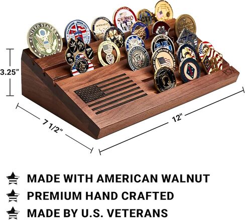 عرض العملات المعدنية لتحدي سطح المكتب من أعلام الشجاعة، يحمل 30 عملة معدنية عسكرية، 12 بوصة × 7.5 بوصة، حامل عملات مكون من 6 صفوف مصنوع في الولايات المتحدة الأمريكية بواسطة قدامى المحاربين، حامل عملات معدنية عسكرية بعلم الولايات المتحدة، هدية وطنية in Kuwait