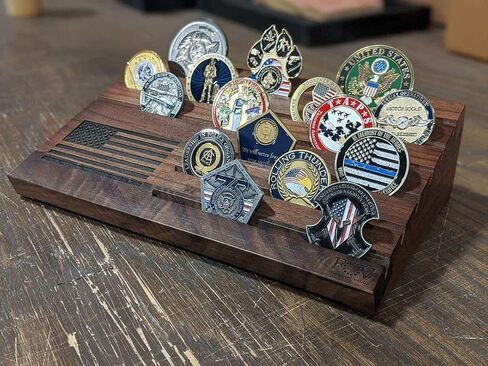 عرض العملات المعدنية لتحدي سطح المكتب من أعلام الشجاعة، يحمل 30 عملة معدنية عسكرية، 12 بوصة × 7.5 بوصة، حامل عملات مكون من 6 صفوف مصنوع في الولايات المتحدة الأمريكية بواسطة قدامى المحاربين، حامل عملات معدنية عسكرية بعلم الولايات المتحدة، هدية وطنية in Kuwait