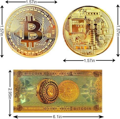 مجموعة عملات البيتكوين القابلة للتجميع، 6 قطع من عملة البيتكوين المادية المشفرة مع حافظة واقية قابلة للتجميع وقطعة واحدة من الأوراق النقدية التذكارية لمجموعة الهدايا in Kuwait