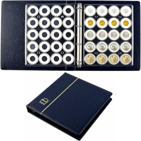 Ettonsun 80-Pocket Coin Capsule Holders for Collectors Coin Collection Supplies Collecting Book Album for Coin Capsule (No Coin Capsules Included), Black in Saudi Arabia