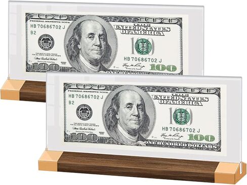 2 قطعة إطار فاتورة الدولار حامل العملات أكريليك الدولار فاتورة عرض حالة الجوز قاعدة واضحة حاملي النقود الورقية لهواة جمع الفواتير حامي تذكرة العملة 8.27 × 3.94 بوصة in Saudi Arabia