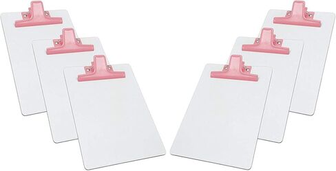 مذكرة حافظة بيضاء من Acrimet مقاس A5 (9 1/16 بوصة × 6 5/16 بوصة) مشبك معدني ممتاز (لوح صلب) (مشبك لون وردي) (6 عبوات) in Kuwait