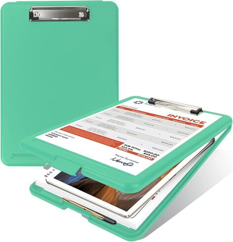 CLOUDIA Clipboard with Storage, Plastic Storage Clipboard with Low Profile Clip, Heavy Duty Nursing Clipboards Foldable, Waterproof Coaches Clipboard Case, Letter Size Smooth Writing for Work (Olive) in Kuwait