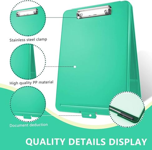 CLOUDIA Clipboard with Storage, Plastic Storage Clipboard with Low Profile Clip, Heavy Duty Nursing Clipboards Foldable, Waterproof Coaches Clipboard Case, Letter Size Smooth Writing for Work (Olive) in Kuwait