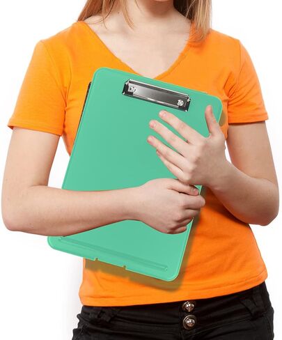 CLOUDIA Clipboard with Storage, Plastic Storage Clipboard with Low Profile Clip, Heavy Duty Nursing Clipboards Foldable, Waterproof Coaches Clipboard Case, Letter Size Smooth Writing for Work (Olive) in Kuwait