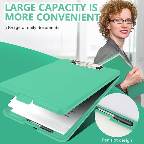 CLOUDIA Clipboard with Storage, Plastic Storage Clipboard with Low Profile Clip, Heavy Duty Nursing Clipboards Foldable, Waterproof Coaches Clipboard Case, Letter Size Smooth Writing for Work (Olive) in Kuwait