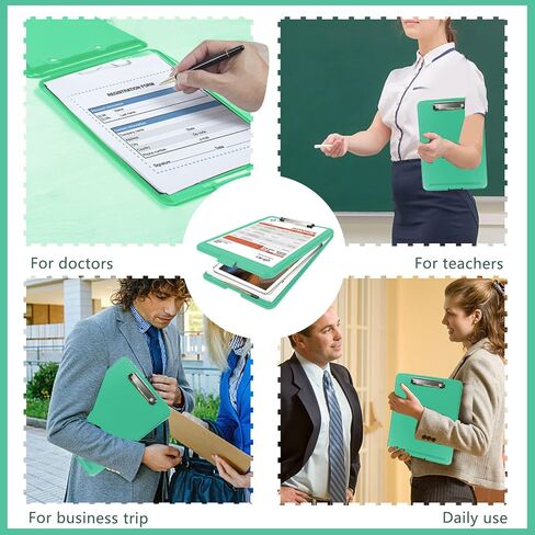 CLOUDIA Clipboard with Storage, Plastic Storage Clipboard with Low Profile Clip, Heavy Duty Nursing Clipboards Foldable, Waterproof Coaches Clipboard Case, Letter Size Smooth Writing for Work (Olive) in Kuwait