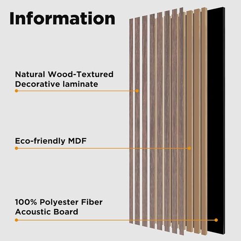 MYOYAY Acoustic Wood Wall Panels Set of 2 Sound Absorbing Decorative Panels for Wall and Ceiling, 47.2" x23.6" 3D Wood Slat Wall Panel for Recording Studio,Game Room& Offices in Saudi Arabia