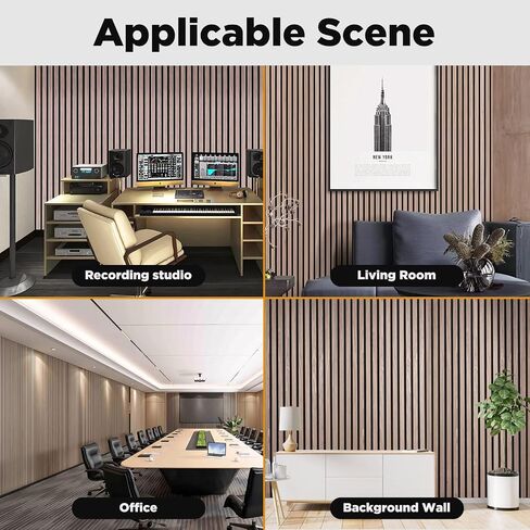 MYOYAY Acoustic Wood Wall Panels Set of 2 Sound Absorbing Decorative Panels for Wall and Ceiling, 47.2" x23.6" 3D Wood Slat Wall Panel for Recording Studio,Game Room& Offices in Saudi Arabia