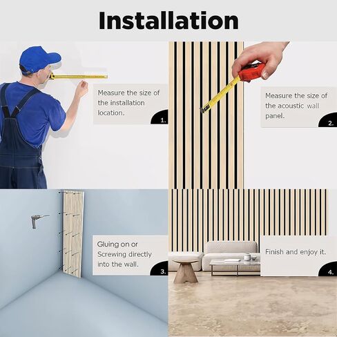 MYOYAY Acoustic Wood Wall Panels Set of 2 Sound Absorbing Decorative Panels for Wall and Ceiling, 47.2" x23.6" 3D Wood Slat Wall Panel for Recording Studio,Game Room& Offices in Saudi Arabia