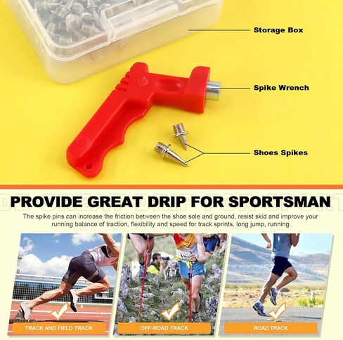 120Pcs 1/2 Inch, 1/4 Inch Cross Country Stainless Steel Spikes with Spike Wrench, Track Shoes Spikes Track Spikes Replacement for Short Running, Sprint Sports, Jumping Sports in Saudi Arabia