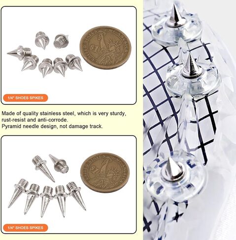 120Pcs 1/2 Inch, 1/4 Inch Cross Country Stainless Steel Spikes with Spike Wrench, Track Shoes Spikes Track Spikes Replacement for Short Running, Sprint Sports, Jumping Sports in Saudi Arabia