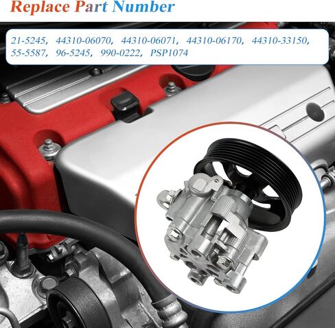 Power Steering Pump 21-5245 Fits for 2002-2009 Camry 2.4L, 2002-2008 Solara 2.4L Power Assist Pump, Replace OE 44310-06071，44310-33150，55-5587，96-5245 in Saudi Arabia