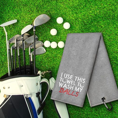 أستخدم هذه المنشفة لغسل منشفة جولف رمادية مطرزة، مناشف جولف مضحكة لحقائب الجولف مع مشبك، ملحقات الجولف للرجال، هدية عيد ميلاد للتقاعد لمحبي الجولف، الجد، الأب، الأخ in Kuwait