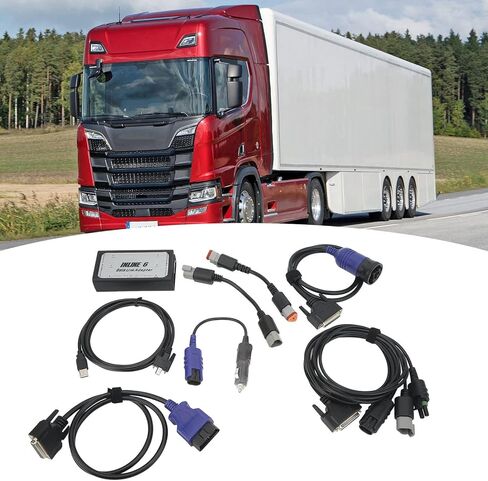 ماسح ضوئي للشاحنة شديد التحمل SAE J1708 J1587 RP1210 مبيت ألومنيوم قياسي 6 CAN J1939 مجموعة مهايئ وصلة البيانات المضمنة للمركبة مع صندوق تخزين in Kuwait