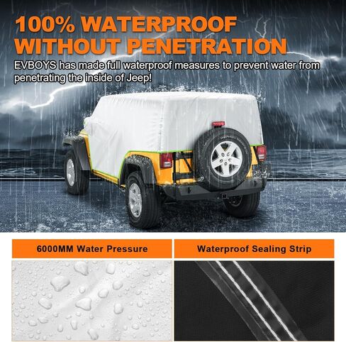 Wrangler Cover Windproof,Waterproof cab Cover for JK/JL 2 Door 2007-2023 Hard TOP ONLY, Exterior Covers Sun Rain Wind Snow Protection, Extra Mirror Cover, Storage Bag in Saudi Arabia