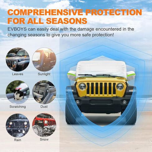 Wrangler Cover Windproof,Waterproof cab Cover for JK/JL 2 Door 2007-2023 Hard TOP ONLY, Exterior Covers Sun Rain Wind Snow Protection, Extra Mirror Cover, Storage Bag in Saudi Arabia