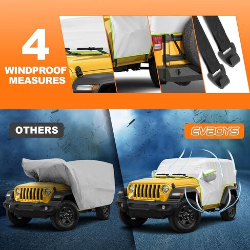 Wrangler Cover Windproof,Waterproof cab Cover for JK/JL 2 Door 2007-2023 Hard TOP ONLY, Exterior Covers Sun Rain Wind Snow Protection, Extra Mirror Cover, Storage Bag in Saudi Arabia