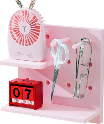 4 مجموعات من مجموعة أرفف Pegboard مع خطافات، أرفف بلاستيكية صغيرة عائمة منظم حائط للمكتب والمكتب والحمام والمدخل والمطبخ، بدون حفر in Kuwait