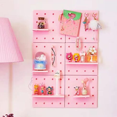 4 مجموعات من مجموعة أرفف Pegboard مع خطافات، أرفف بلاستيكية صغيرة عائمة منظم حائط للمكتب والمكتب والحمام والمدخل والمطبخ، بدون حفر in Kuwait