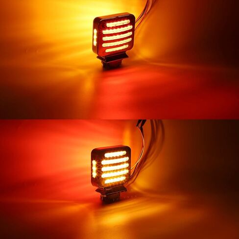 Partsam 2Pcs Flat Line Chrome Double Face Square Led Turn Signal Lights Amber/Red, Flat-line Square Led Pedestal Lights Semi Trucks Fender Mount Stop Turn Tail Lights Clear Lens, Double Post Mount in Saudi Arabia