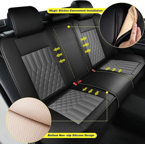 أغطية مقاعد السيارة مجموعة كاملة مناسبة لسيارة Chevy Trailblazer 2021 2022 2023 2024 واقي مقعد جلدي مقاوم للماء وجيد التهوية مع وسادة هوائية متوافقة مع غطاء وسائد السيارات 5 مقاعد (أسود) in Kuwait