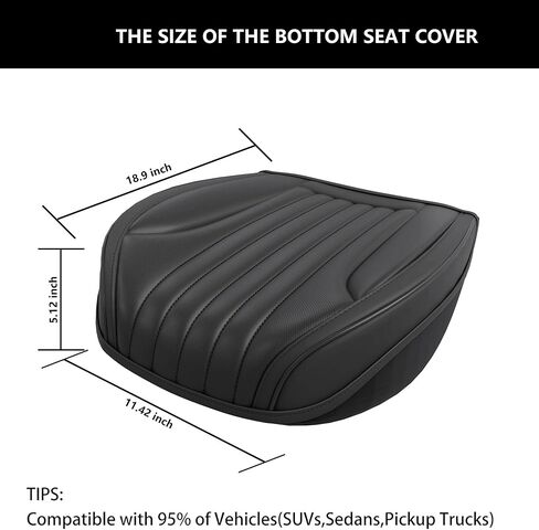 قطعتان من أغطية مقاعد السيارة LB، أغطية وسائد المقعد الأمامي السفلي، جلد نابا مقاوم للماء، مضاد للانزلاق والتفاف حول الجزء السفلي، ملاءمة داخلية عالمية للسيارات لشاحنات البيك أب السيدان، أسود in Kuwait